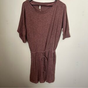 Lanston Sport Dress T-Shirt Short Sleeve Tie Waist Pink Purple Marled Casual